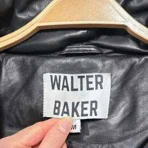 Veste Puffer Noire En Cuir D'agneau Walter Baker - Taille S, Avec Capuche, Occasion Parfait état